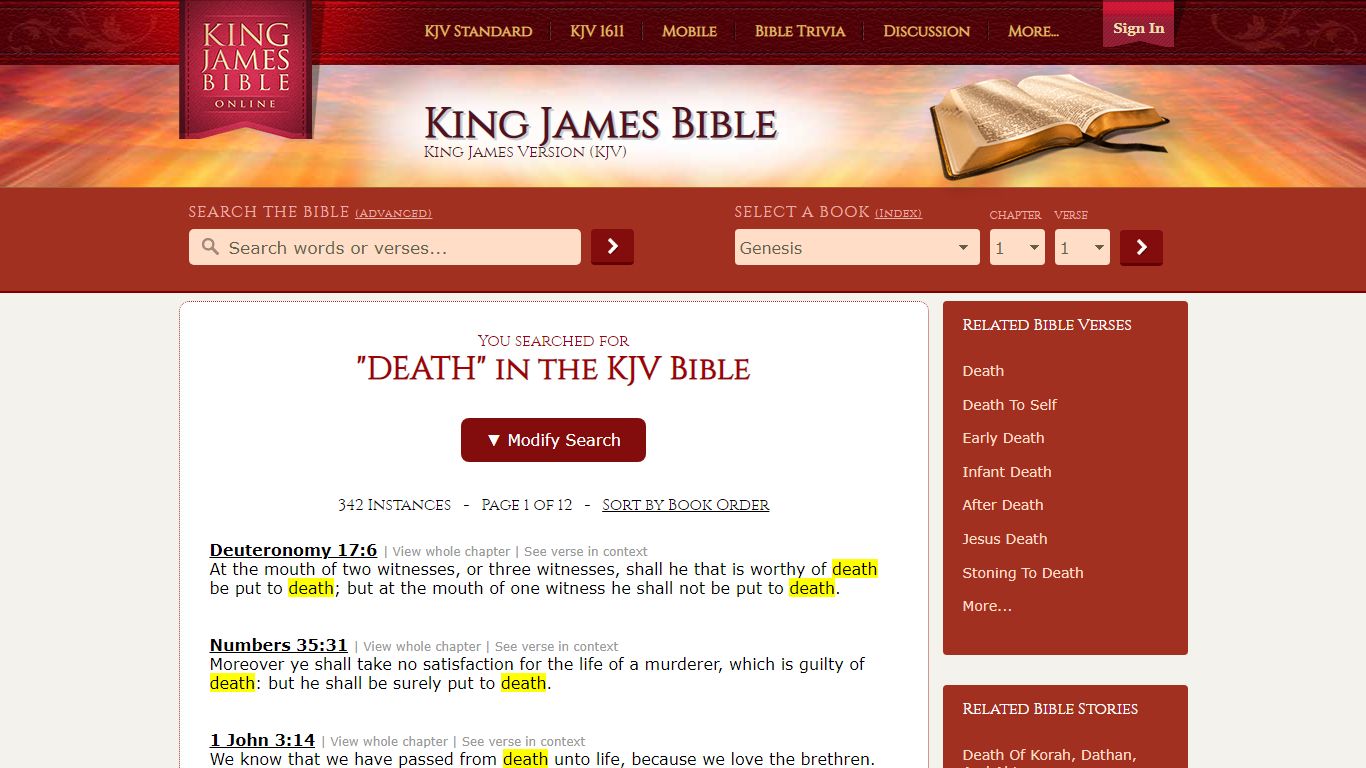 DEATH IN THE BIBLE - KING JAMES BIBLE ONLINE